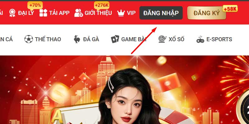 Click vào nút đăng nhập tại trang chủ MM88