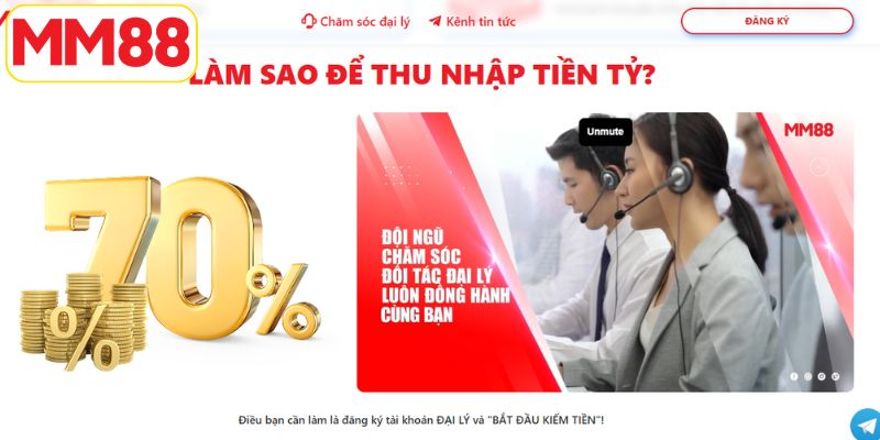 MM88 áp dụng chính sách hoa hồng lên đến 70%