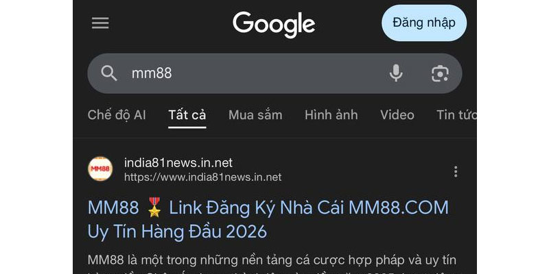 Vào safari hoặc chrome tìm từ khoá MM88